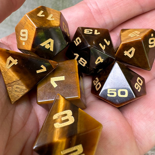 Tiger's Eye 7-Piece Gemstone Dice Set