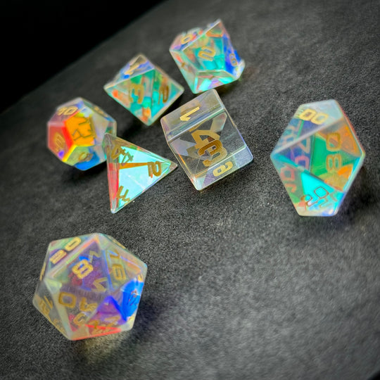 Prismatic Glass 7-Piece Dice Set