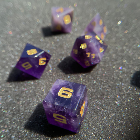 Amethyst 7-Piece Gemstone Dice Set