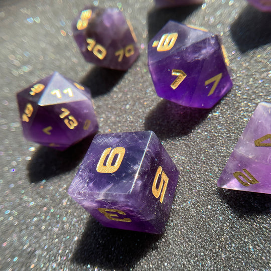 Amethyst 7-Piece Gemstone Dice Set