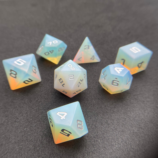 Opalite 7-Piece Glass Dice Set