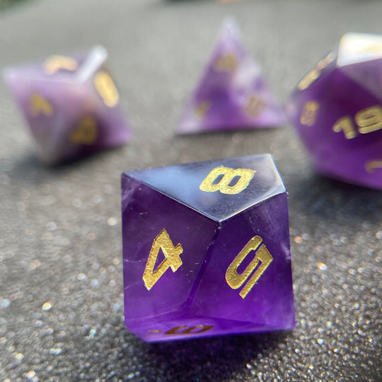 Amethyst 7-Piece Gemstone Dice Set