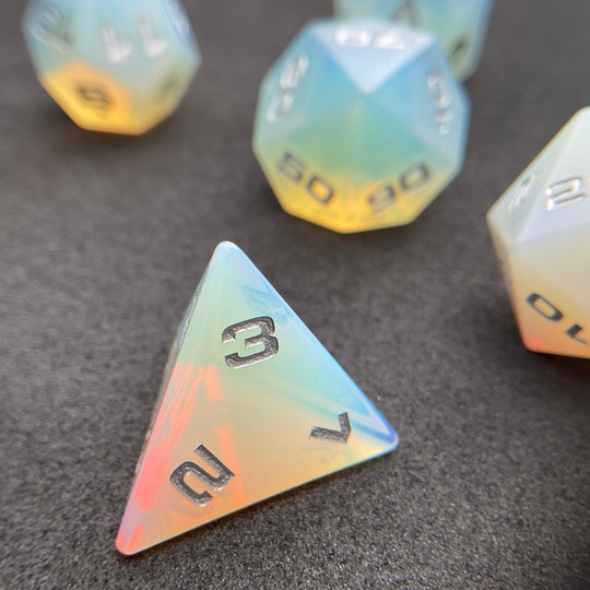 Opalite 7-Piece Glass Dice Set