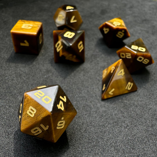 Tiger's Eye 7-Piece Gemstone Dice Set