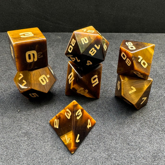 Tiger's Eye 7-Piece Gemstone Dice Set