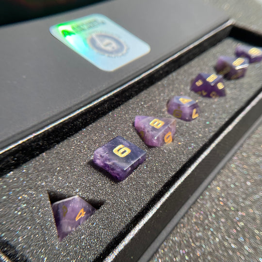 Amethyst 7-Piece Gemstone Dice Set