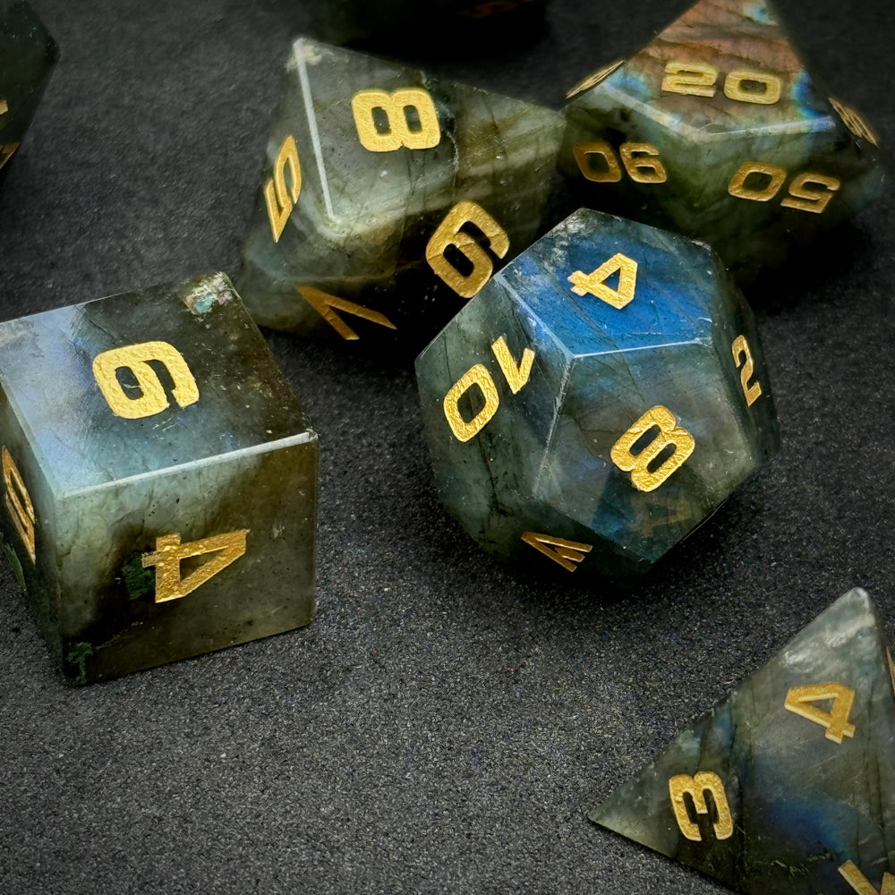 Labradorite 7-Piece Gemstone Dice Set