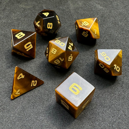 Tiger's Eye 7-Piece Gemstone Dice Set