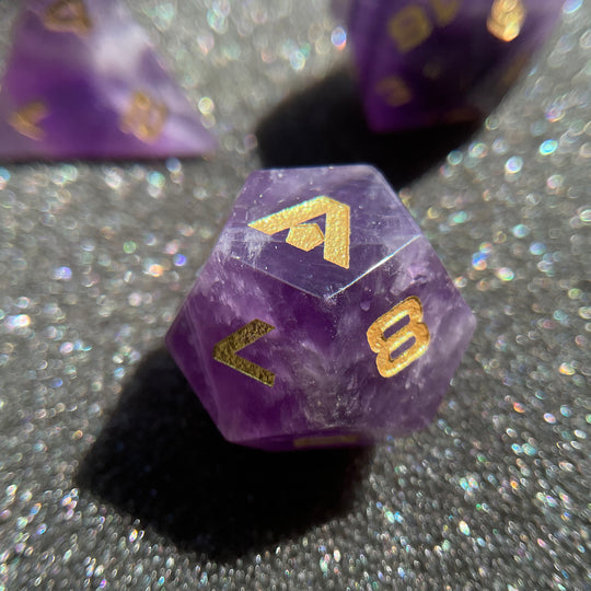 Amethyst 7-Piece Gemstone Dice Set