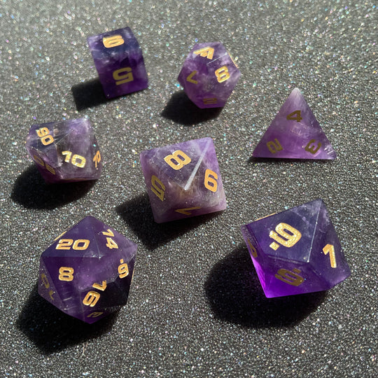 Amethyst 7-Piece Gemstone Dice Set