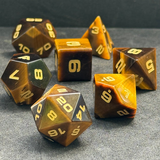 Tiger's Eye 7-Piece Gemstone Dice Set