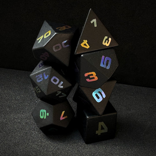 Matte Black Obsidian 7-Piece Glass Dice Set