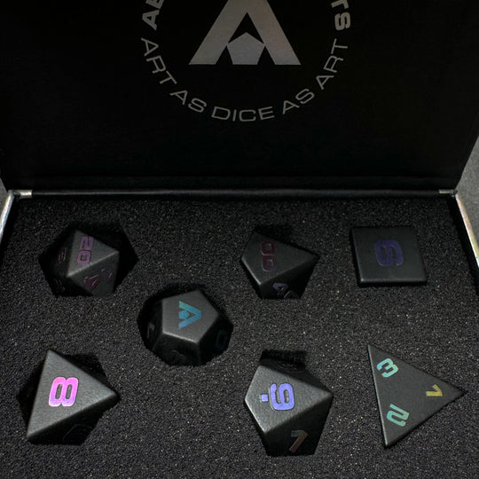 Matte Black Obsidian 7-Piece Glass Dice Set