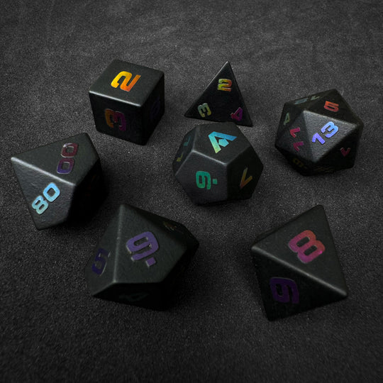 Matte Black Obsidian 7-Piece Glass Dice Set
