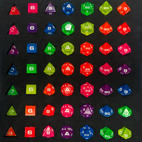 Neon Spectrum 7-Piece Resin Dice Set