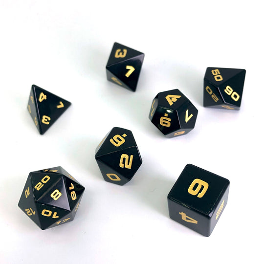 Obsidian 7-Piece Glass Dice Set