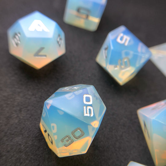 Opalite 7-Piece Glass Dice Set