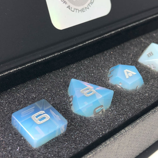 Opalite 7-Piece Glass Dice Set