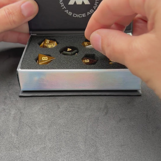 Tiger's Eye 7-Piece Gemstone Dice Set