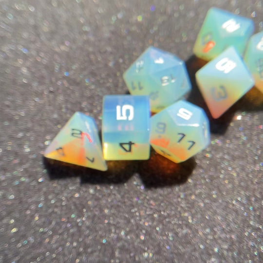 Opalite 7-Piece Glass Dice Set