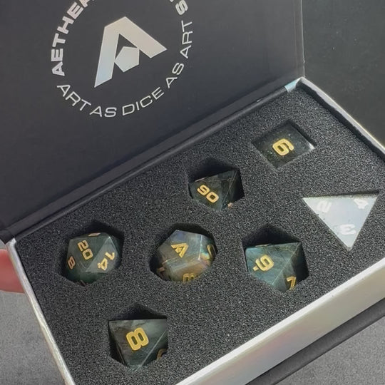 Labradorite 7-Piece Gemstone Dice Set