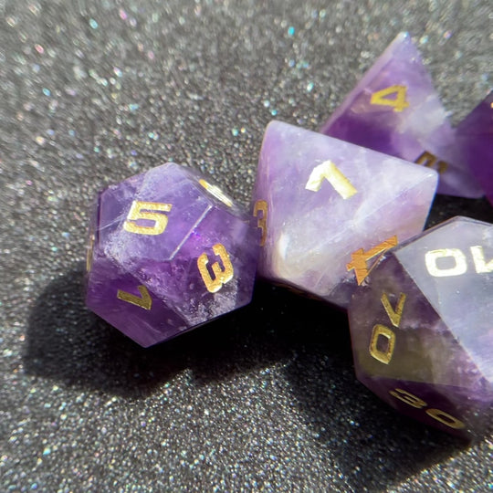 Amethyst 7-Piece Gemstone Dice Set