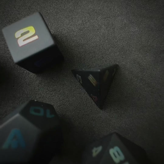 Matte Black Obsidian 7-Piece Glass Dice Set