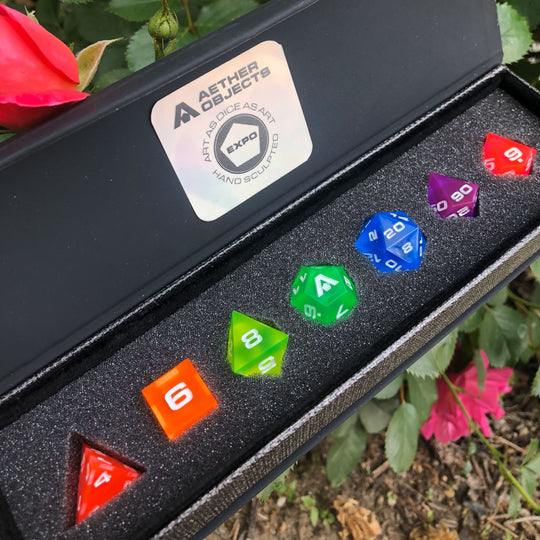 Neon Spectrum 7-Piece Resin Dice Set