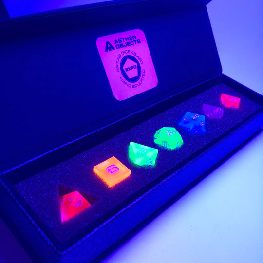 Neon Spectrum 7-Piece Resin Dice Set