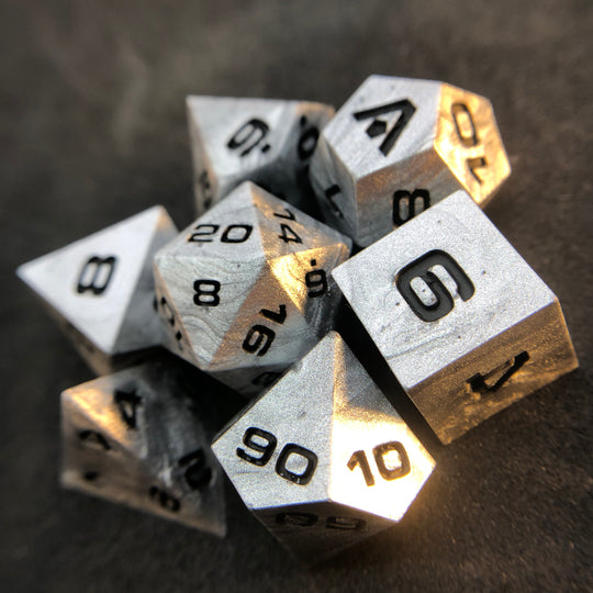 Cold Cast Aluminum 7-Piece Resin Dice Set