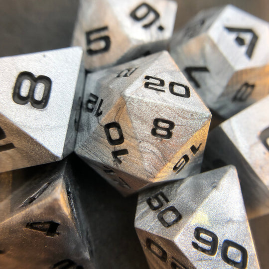 Cold Cast Aluminum 7-Piece Resin Dice Set