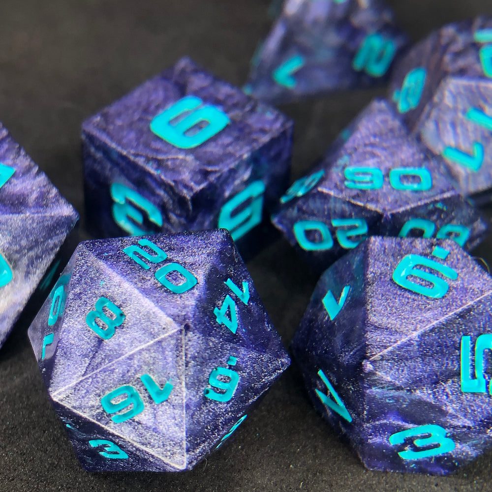 Lavender Vapor Cold Cast 7-Piece Resin Dice Set