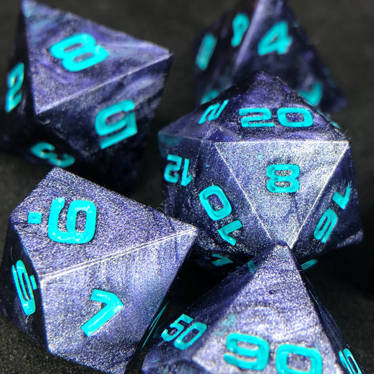 Lavender Vapor Cold Cast 7-Piece Resin Dice Set