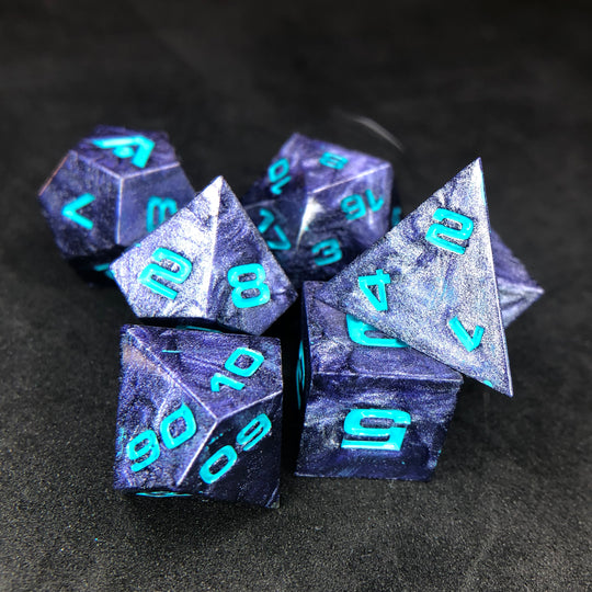Lavender Vapor Cold Cast 7-Piece Resin Dice Set