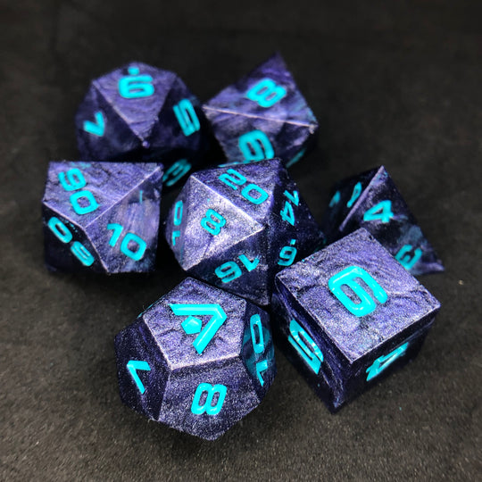 Lavender Vapor Cold Cast 7-Piece Resin Dice Set