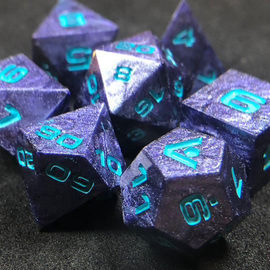 Lavender Vapor Cold Cast 7-Piece Resin Dice Set