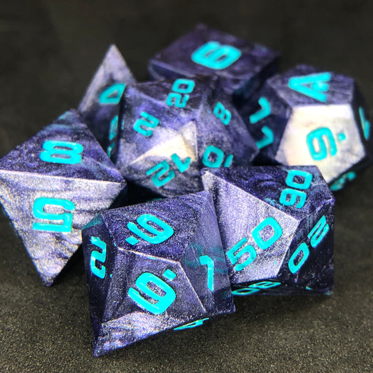 Lavender Vapor Cold Cast 7-Piece Resin Dice Set