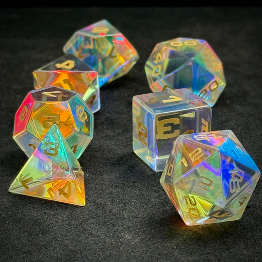 Prismatic Glass 7-Piece Dice Set