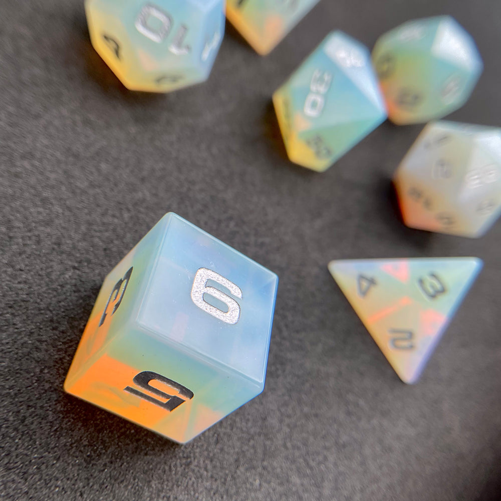 Opalite 7-Piece Glass Dice Set