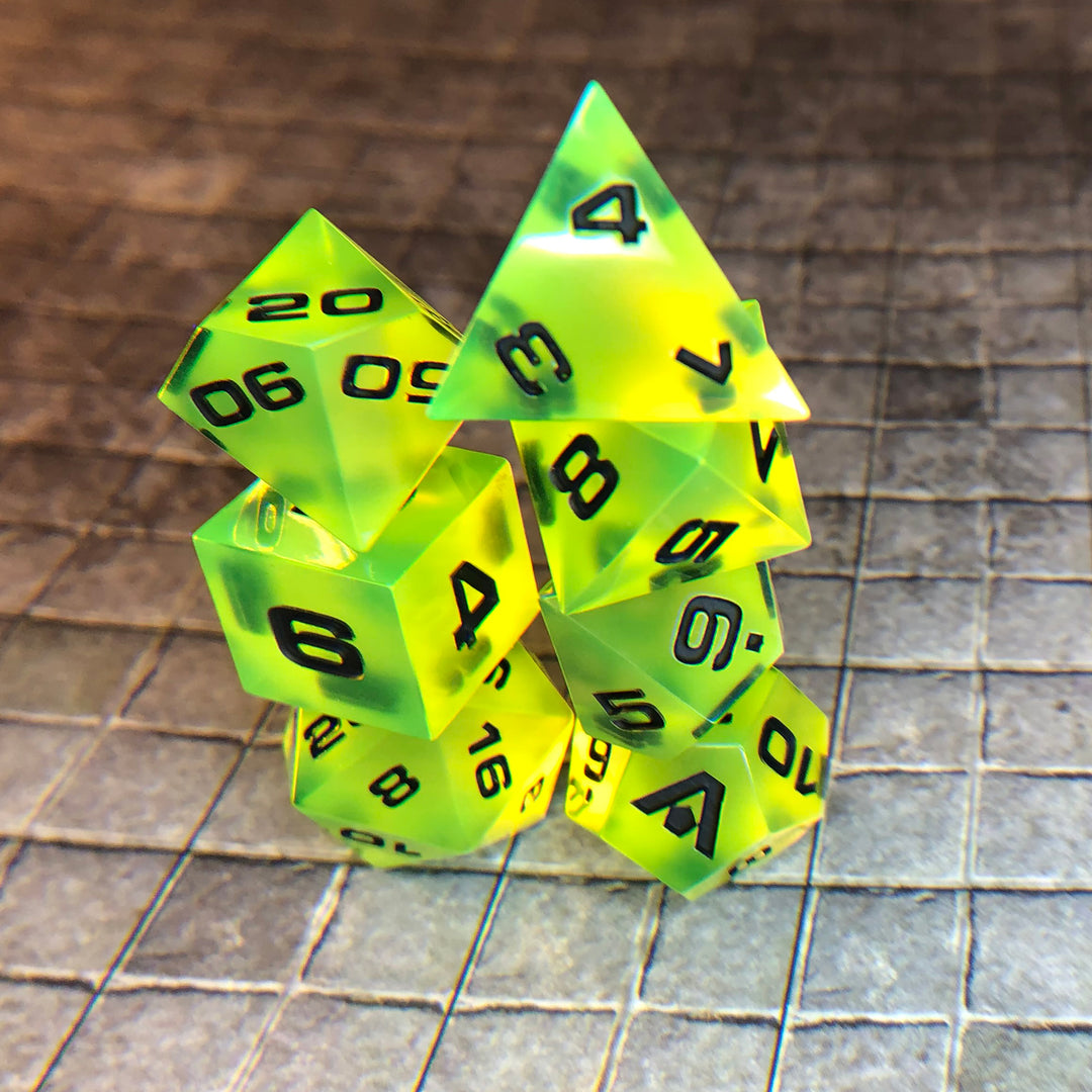 Chartreuse 7-Piece Resin Dice Set