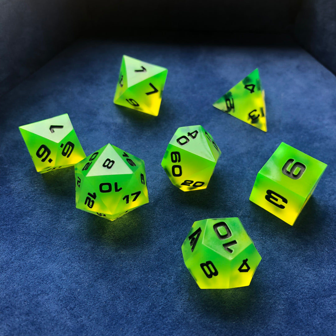 Chartreuse 7-Piece Resin Dice Set