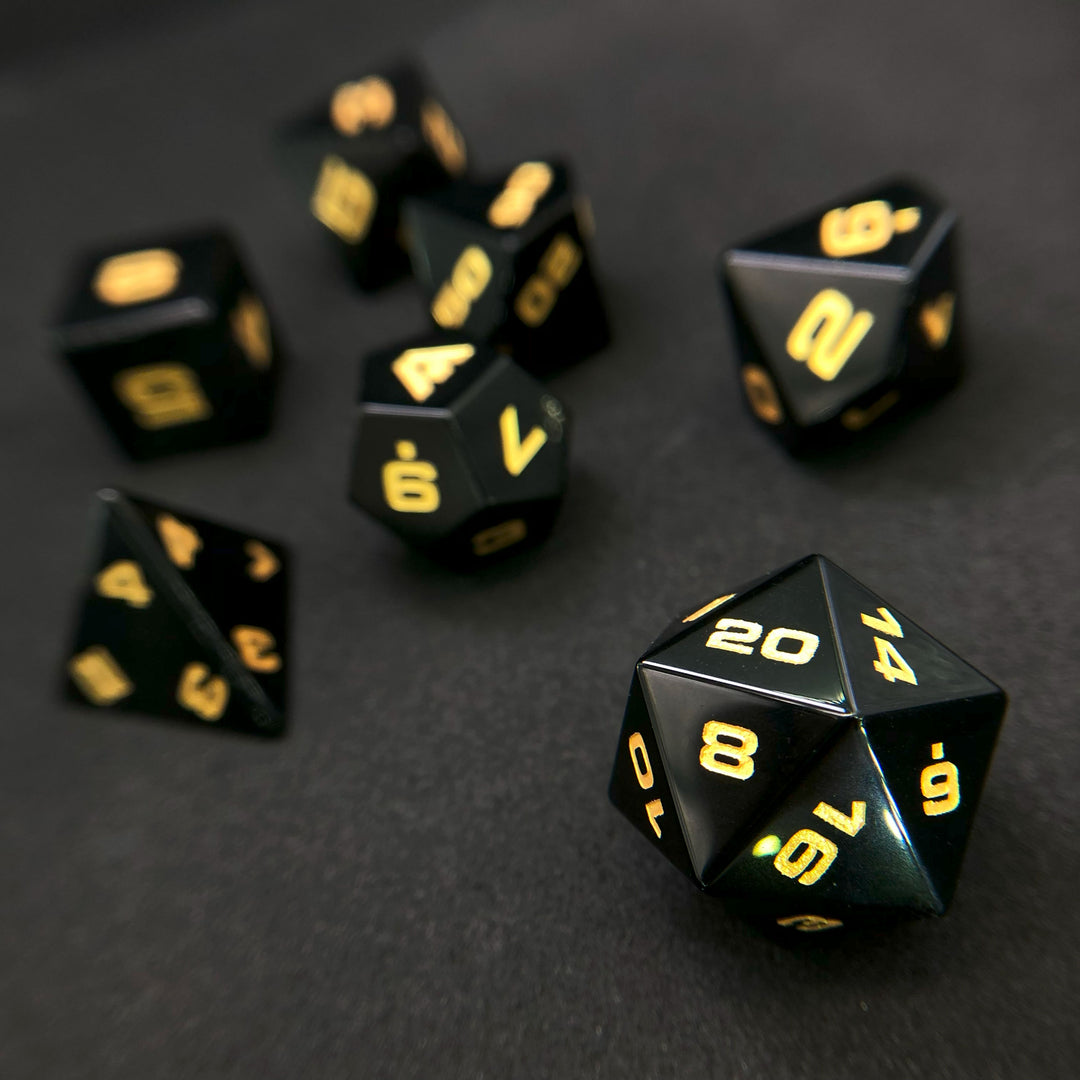 Obsidian 7-Piece Gemstone Dice Set