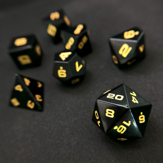 Obsidian 7-Piece Glass Dice Set