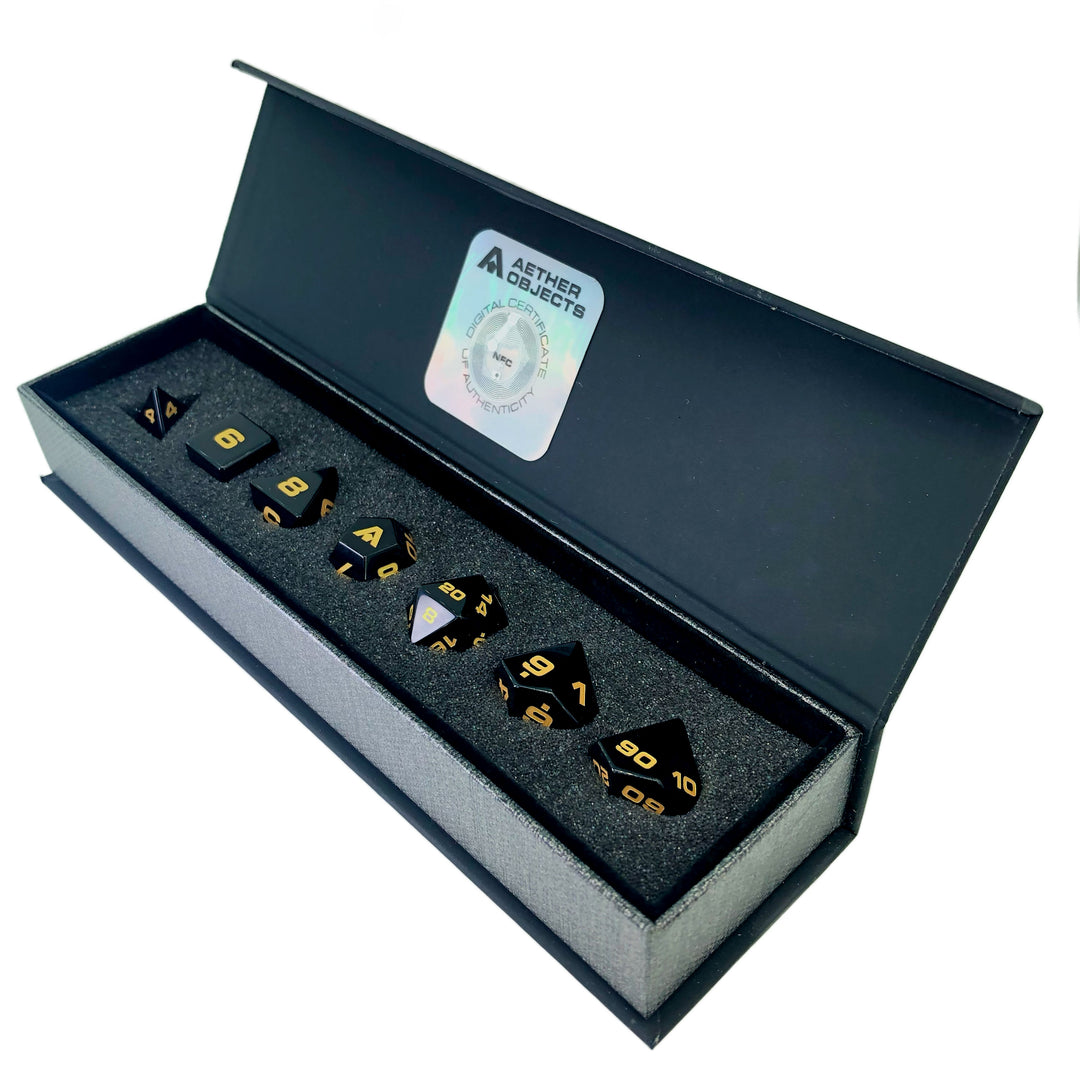 Obsidian 7-Piece Glass Dice Set