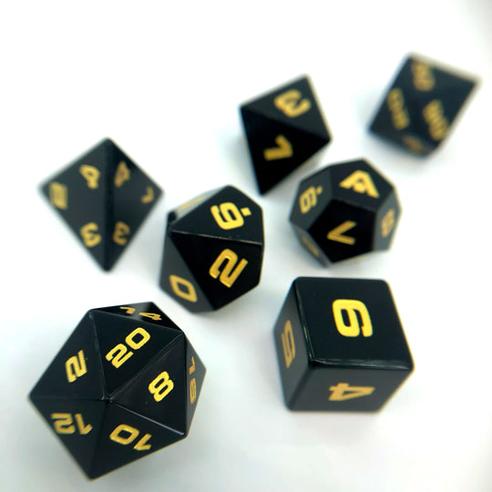 Obsidian 7-Piece Gemstone Dice Set