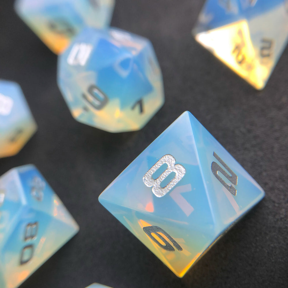 Opalite 7-Piece Glass Dice Set