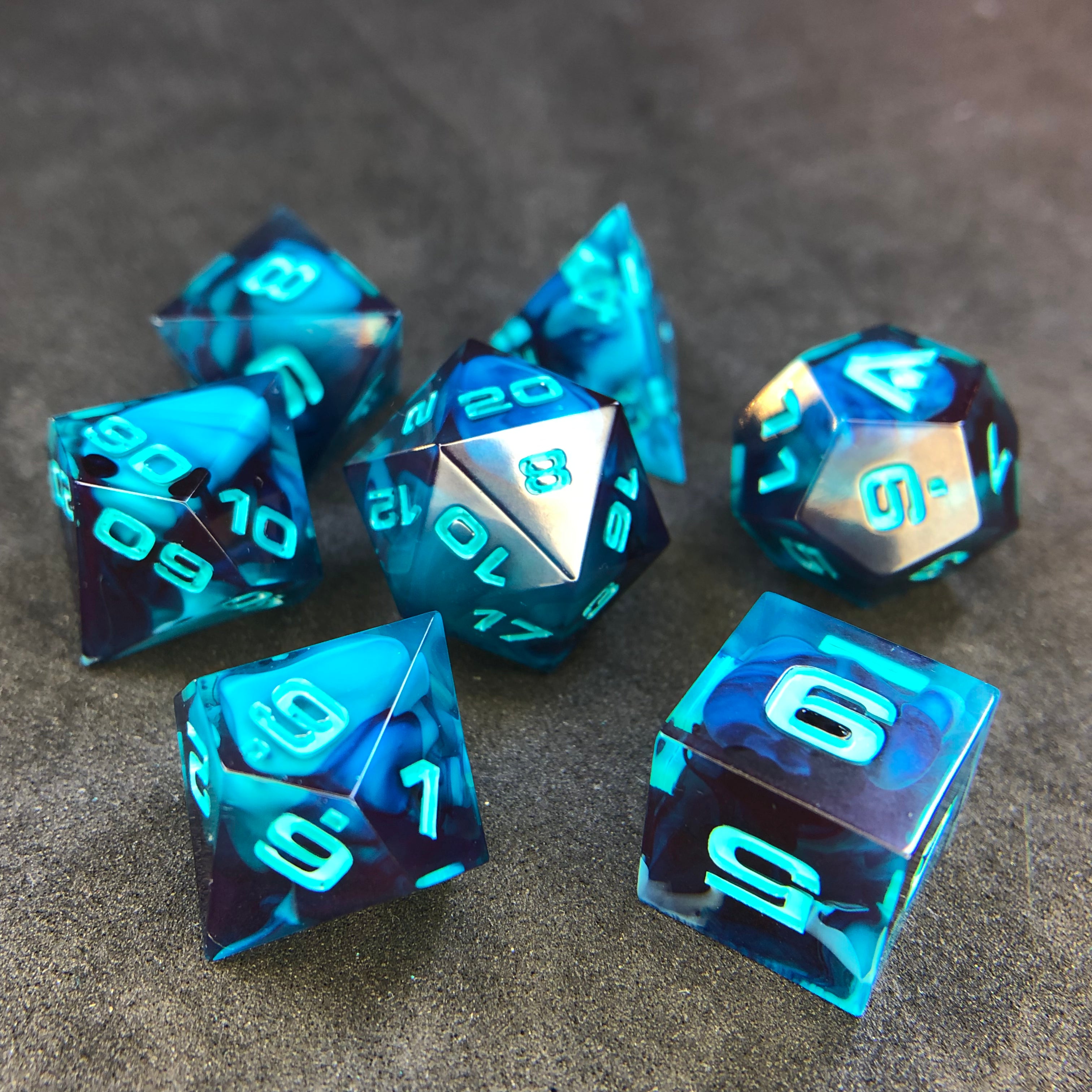 Ignis Fatui 7-Piece Polyhedral Dice Set – Aether Objects