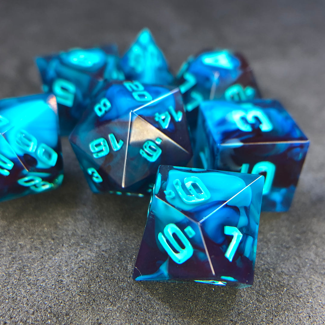 Ignis Fatui 7-Piece Polyhedral Dice Set – Aether Objects